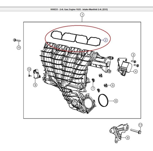 Imagen 4 de 6 de Empaquetadura Multiple Adm. Jeep Compass 2.0/2.4 2011-2017