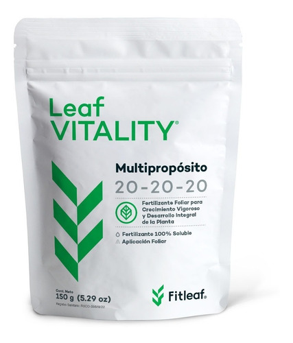 Fertilizante Foliar Leaf Vitality 20-20-20 De 150g