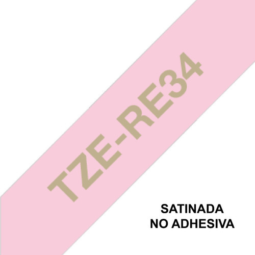 Cinta Brother Tzere34 Satinada Dorado Sobre Rosa 12mm X 4mts