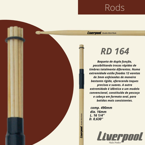 Baqueta Double Stick Rods Par Rd 164 Liverpool