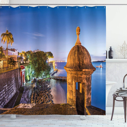 Lunarable Puerto Rico Shower Curtain Coast At Paseo Princesa