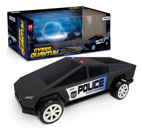 Coche de policía Cybertruck Quantum, personaje policial de color negro de Xplast Toys