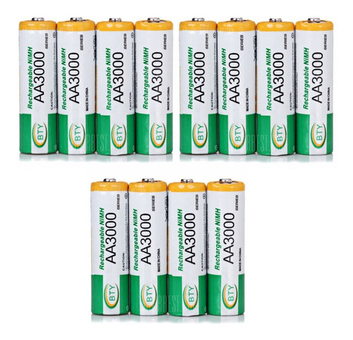 12 Pilas Aa Recargables Bty 3000mah Nimh Boleta Gtia