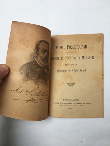 Informe In Voce Del Dr. Malaver. Pleito Posse-duran. 1890.