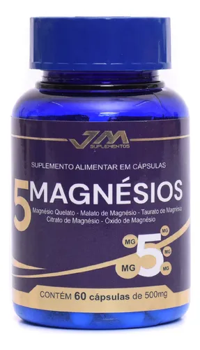 5 Magnésios 60 Cápsulas 500mg Jmsuplementos