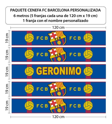 Imagen 2 de 2 de Cenefa Fc Barcelona Vinilos Decorativos 6 Mts Personalizada