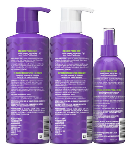 Pacote De Cuidados Com O Cabelo Aussie Kids Shampoo E Condic