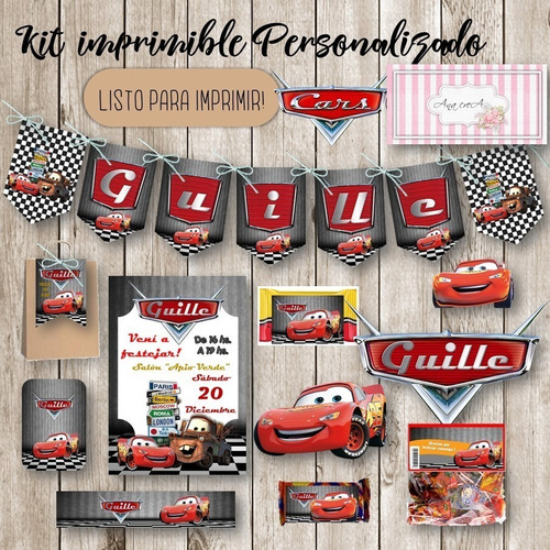 Kit Imprimible Cars Personalizado Mod.01 Deco Y Candy Bar