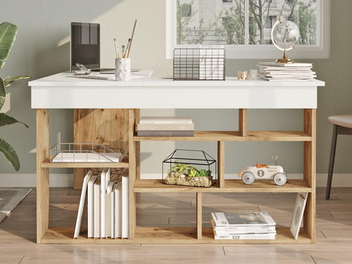 Escritorio Rinconera Blanco Con Monarca Multicolor