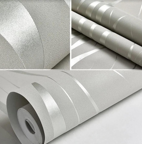 Papel Adhesivo Empapelar Gris Plata Relieve Textil 10mtx53cm