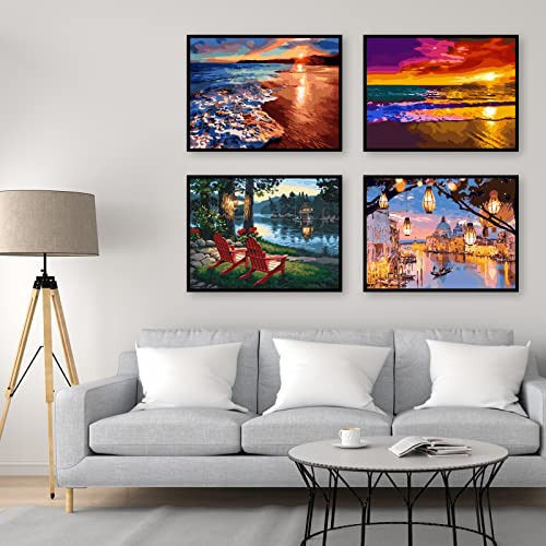 Pintura Por Números De Una Playa Al Atardecer Adultos,...