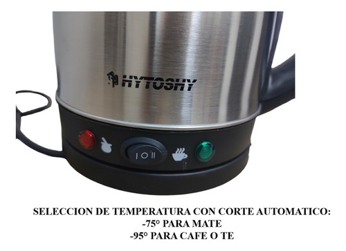 Imagen 5 de 10 de Pava Jarra Electrica Acero Inoxidable Corte Mate Cafe Te