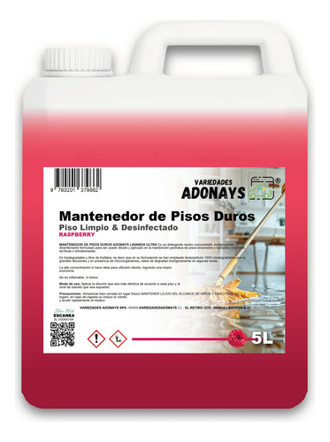 Mantenedor De Pisos Aroma A Raspberry 5 Litros - Vadonays