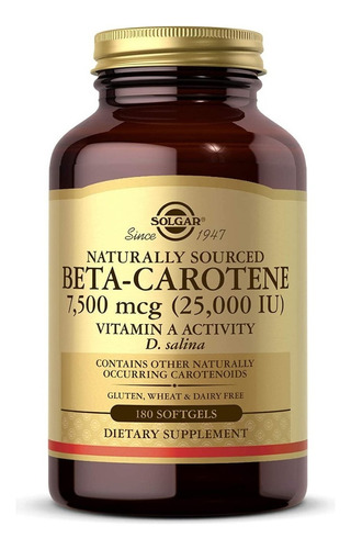 Beta Caroteno 180caps- Solgar - Un - Unidad a $2204