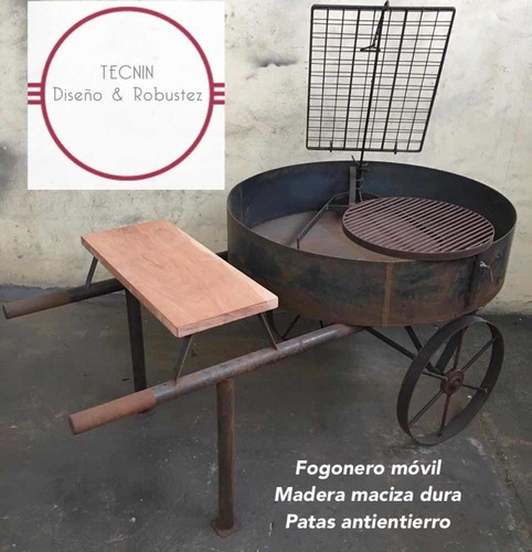 Fogonero Móvil Asador De Diseño Robusto