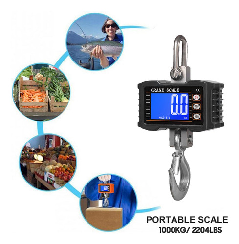 Báscula Colgante Digital 1000kg/ 2204lbs Pesaje Electrónico