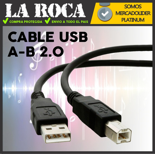 Imagen 4 de 10 de Cable Usb A-b 2.0 1,5 Mts Multifuncion La Roca