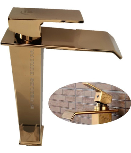 Mezcladora Grifo Monomando Alto Dorado Oro Llave Baño Ovalin