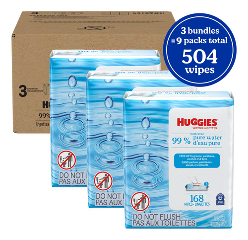 Lenços Umedecidos Para Bebês Huggies, 99% Água Pura, Sem Per