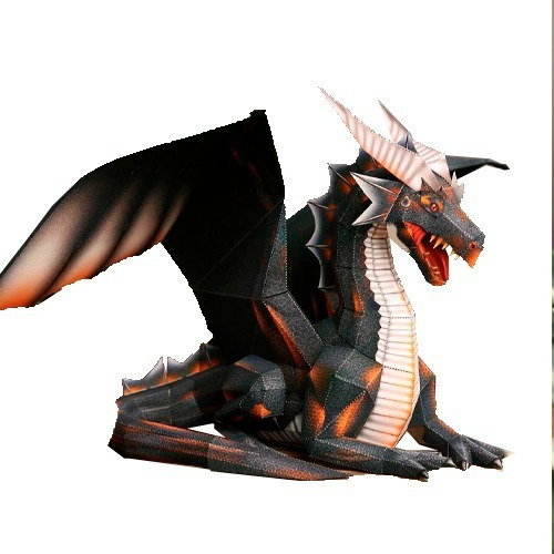 Dragon Negro Papercraft Armado De Papel 3d