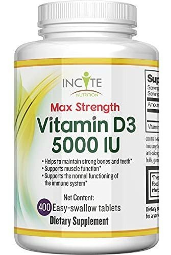 Incite Nutrition - Vitamina D 5000 Iu - 400 Microtabletas Pr