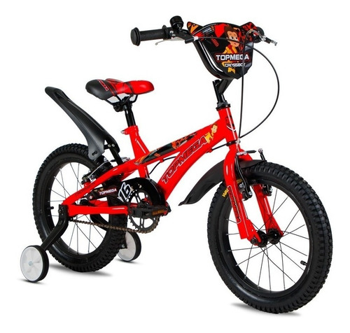 Imagen 2 de 6 de Bicicleta infantil TopMega Superhéroes Crossboy R16 frenos v-brakes color rojo con ruedas de entrenamiento