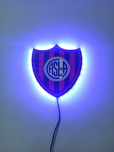 Cuadro Escudo Pared San Lorenzo 25x23 Cm Con Luces Led Azul 