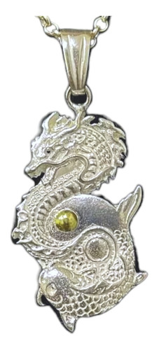 Collar Conjunto Plata 925 Y Oro Cadena Y Dije Pez Koi