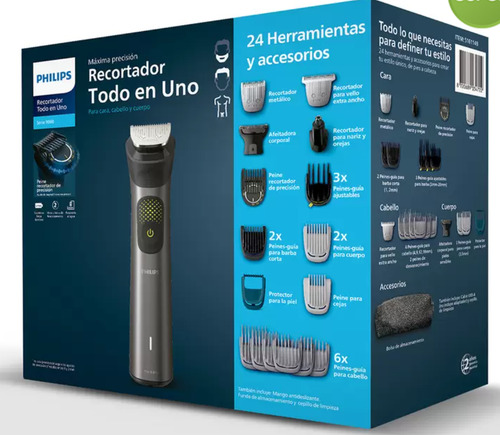 Recortadora Todo En Uno Philips 24 Pzas Color Gris Gris
