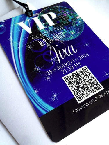 Invitacion Vip 15 Años Plastificadas Simil Pvc Cordon X10