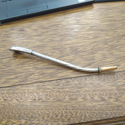 Antigua Bombilla De Alpaca Con Enchapado 18k (Usado)