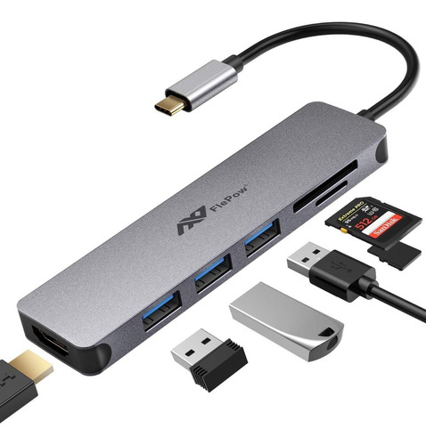 Usb C Hub Adaptador Macbook Pro Usb 3.0 Hdmi 4k Lector Sd