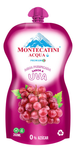 Doypack Agua Premium Sabor Uva 350ml Montecatini Acqua