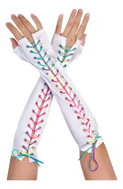 Comprar Guantes Largos Blanco Con Cordones Fluo Disfraz Halloween