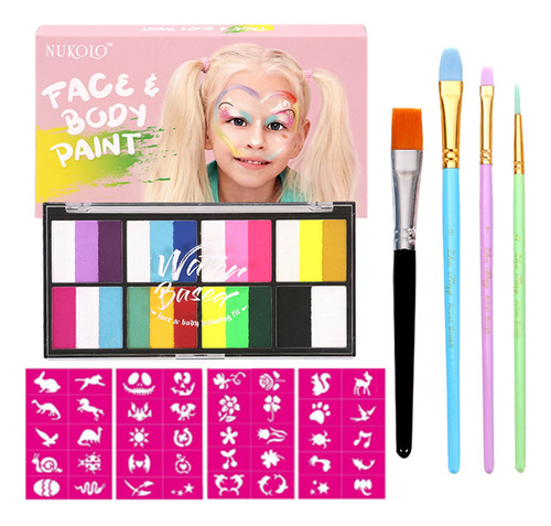 Set De Pintura Facial Acuarela De 18 Colores Con Pinceles Y