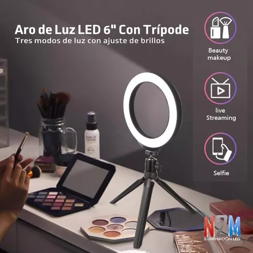 ARO DE LUZ LED 16CM – 6 PULGADAS CON TRIPODE SELFIE RING LED