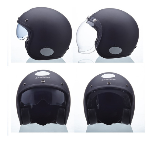 Capacete Lucca Custom Old School Matt Black - Full