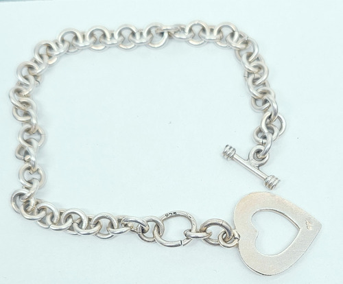 Pulsera De Plata 925corazon 21.8 Grs Plateado 15.24 Cm 53.34 Cm (Usado)