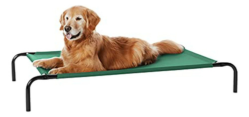 Basics Elevated Cooling Pet Bed, L, Green.