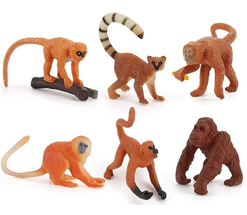 Imagen 2 de 7 de Juguete Figuras De Animales De La Selva X6 Monos