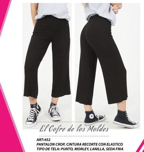 Molde Digital Pantalon Crop Para Punto, Pack Talles S Al 7xl