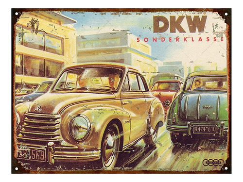 Cartel Chapa Publicidad Antigua Dkw Auto Union X296