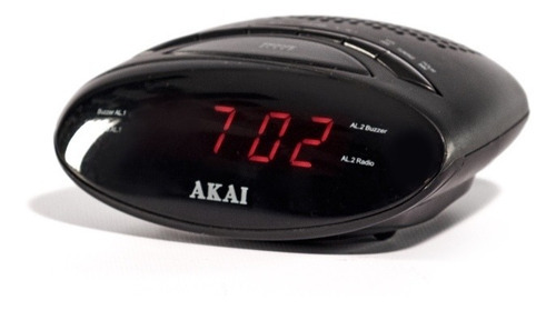 Imagen 1 de 2 de Radio Reloj Despertador Led Display Am/fm C/memoria Akai Color Negro