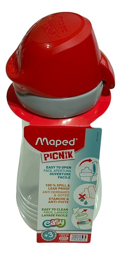 Botella Maped Picnik 430 Ml Con Tapa Y Pico Antiderrame Rojo