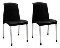 Comprar Silla Plastica Reforzada Jardin Galana Malba Pack 2 Ct Color Negro