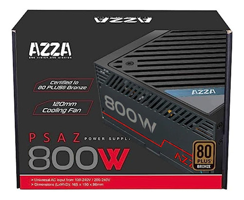 Fuente Poder Azza 800w  80 Plus Bronze Certificada 120mm