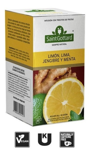 Te Jengibre Limon Lima Menta Saintgottard 20 Saq Infusión