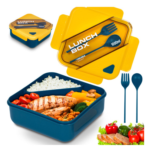  Lunch Box Bento Lonchera Térmica 1 L Con Cuchara Tenedor