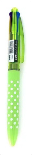 Caneta Esferográfica Colormix 1.0 Mm 4 Cores Tris Cor Do Exterior Verde Claro Poá