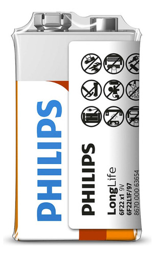 Philips Pila Cloruro Zinc 9v  Termosellado 1pcs